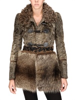 EMILIO PUCCI - SHEARLING COLLAR ASTRAKHAN FUR COAT