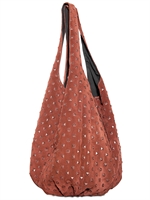X CREATION - STUDDED SUEDE SHOULDER BAG