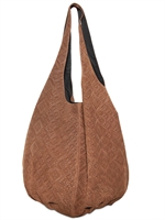 X CREATION - EMBOSSED WEAVED SUEDE SHOULDER BAG