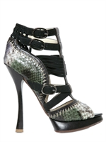 ALEXANDRE BIRMAN - 130 MM SUEDE PYTHON CAGE SANDALS