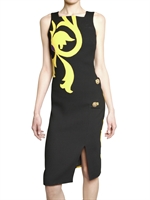 VERSACE - BLUMEN APPLIKATION DOPPEL CREPE WOLL KLEID
