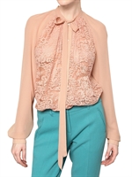 N°21 - SILK GEORGETTE VALENCIENNE LACE SHIRT