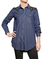 AMERICAN RETRO - LACE AND DENIM SHIRT