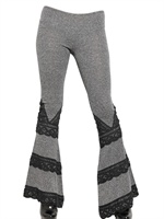 AMERICAN RETRO - PANTALONI BOOT CUT IN JERSEY E PIZZO - GRIGIO