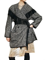 ETRO - CAPPOTTO IN TWEED DI LANA MOHAIR CON FRANGE
