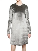 CALVIN KLEIN COLLECTION - METALL TRIM VISKOSE SEIDEN & SAMT KLEID