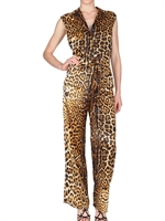 YVES SAINT-LAURENT - LEOPARD SILK SATIN JUMPSUIT