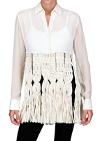 JAMES LONG - MACRAME WOOL FRINGED SILK CHIFFON SHIRT