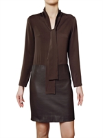 RAOUL - CREPE DE CHINE TOP LEDER ROCK KLEID