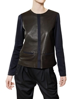 RAOUL - LEATHER FRONT CREPE DE CHINE SHIRT