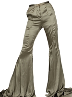 HARRY HALIM - FLARED INSERT SILK SATIN TROUSERS - MILITARY