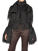 HARRY HALIM - CASHMERE CLOTH WITH FUR SLEEVES JACKET