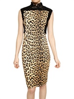 BLUMARINE - MACRAME LEOPARD DRUCK RAYON JERSEY KLEID