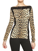 BLUMARINE - MACRAME LEOPARD PRINT RAYON JERSEY TOP