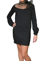 RED VALENTINO - FLEECE UND TÜLL KLEID