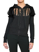 RED VALENTINO - FLEECE AND TULLE SWEATER