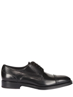 SALVATORE FERRAGAMO - BRUSHED CALF DERBY LACE-UP SHOES - BLACK