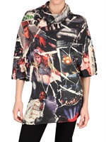 BLUE AREA - PRINTED WOOL SILK CASHMERE KNIT SWEATER