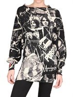 BLUE AREA - PRINTED WOOL SILK CASHMERE KNIT SWEATER