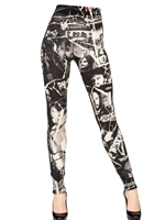 BLUE AREA - PRINTED WOOL SILK CASHMERE KNIT LEGGINGS