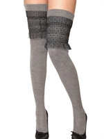 RED VALENTINO - RIBBED WOOL KNIT TULLE SOCKS