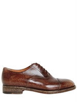 SANTONI - WASHED CALFSKIN OXFORD LACE-UP SHOES
