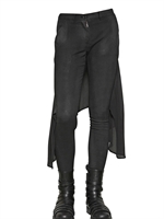 GARETH PUGH - JEANS ELASTICIZZATO IN DENIM E CHIFFON