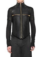 GARETH PUGH - GILET IN PELLE E NEOPRENE CON ZIP