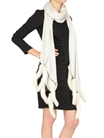 HOTEL PARTICULIER - MINKTAIL TRIM WOOL CASHMERE KNIT SCARF
