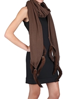 HOTEL PARTICULIER - MINKTAIL TRIM WOOL CASHMERE KNIT SCARF