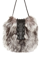 HOTEL PARTICULIER - CROCODILE CLOSURE FOX FUR ON CALFSKIN SH