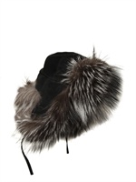 HOTEL PARTICULIER - SILVER FOX FUR ON SUEDE BUSBY HAT