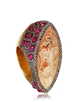 SEVAN BIÇAKCI - DIAMANTEN UND RUBINE ANTIKER GOLD RING - RUBIES/GOLD