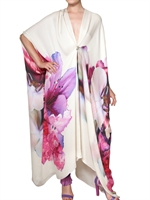 ROBERTO CAVALLI - FLOWER PRINT SILK CHIFFON KAFTAN DRESS