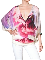 ROBERTO CAVALLI - BLUMEN DRUCK SEIDEN CHIFFON HEMD
