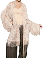 ANN DEMEULEMEESTER - VISKOSE FRANSEN SEIDEN GEORGETTE MANTEL