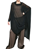 ANN DEMEULEMEESTER - SEIDEN CHIFFON CAPE MANTEL