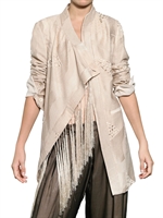 ANN DEMEULEMEESTER - VISKOSE FRANSEN AUF SEIDEN BROCADE JACKE