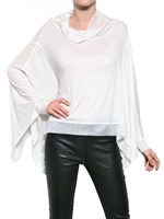 ANN DEMEULEMEESTER - MAGLIA DI COTONE MODAL E TULLE DI SETA
