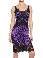 DOLCE & GABBANA - LACE TRIM STRETCH PRINT CADY DRESS