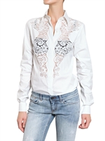 DOLCE & GABBANA - SPITZENEINSATZ BAUMWOLL POPLIN HEMD