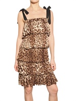 DOLCE & GABBANA - LEOPARD PRINT TIERED MODAL JERSEY DRESS