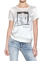 DOLCE & GABBANA - MARILYN PRINT STRETCH SILK SATIN T-SHIRT