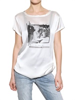 DOLCE & GABBANA - MARILYN PRINT SRETCH SILK SATIN T-SHIRT