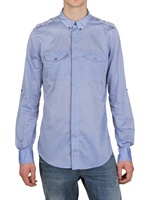 DOLCE & GABBANA - CHAMBRAY BAUMWOLL MILITARY STIL HEMD