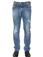 DOLCE & GABBANA - 19CM DISTRESSED DENIM GOLD FI JEANS