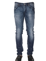 DOLCE & GABBANA - 17CM WASHED DENIM SKINNY GOLD JEANS