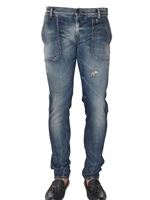 DOLCE & GABBANA - 17CM WORK DENIM SKINNY GOLD JEANS