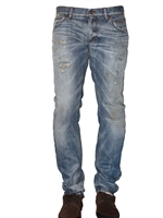 DOLCE & GABBANA - 19CM STAINED DENIM GOLD FIT JEANS