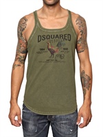 DSQUARED - COTTON JERSEY ROOSTER TANK TOP